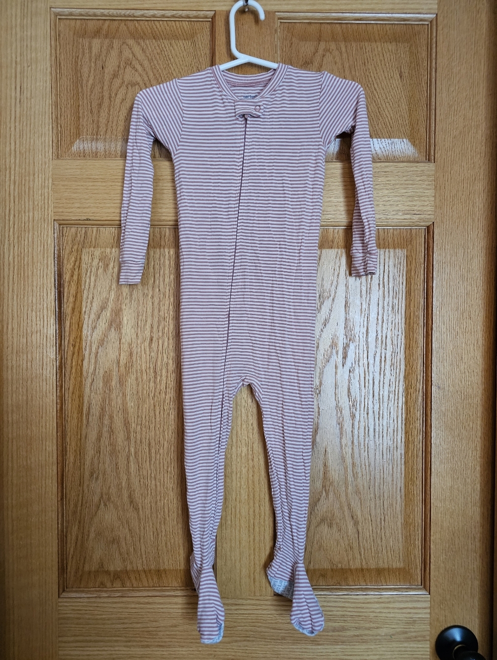 Carters Striped Pink Footed One-Piece Pajamas 2T